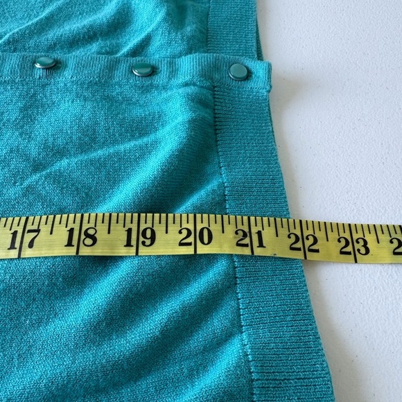 Talbots Petites M Button Up Cardigan Turquoise Cashmere Blend School Teacher - Picture 10 of 10